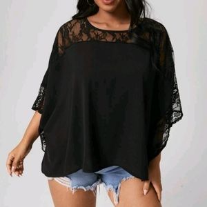 New 3x black lace top